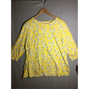 Womens Lands’ End Shirt Lemon Novelty Print Spring Summer Cute Lightweight Plus